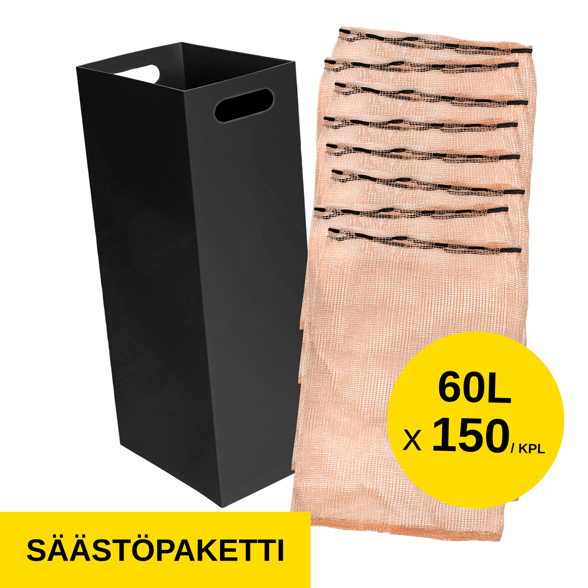 60L Säkityssuppilo + Klapisäkki 150kpl